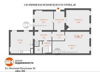 Продаю 3-ком. квартиру, 137 м2, Санкт-Петербург, 1-я линия Васильевского острова, 40, 1-я линия Васильевского острова