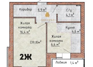 Продажа 1-комнатной квартиры, 39.8 м2, Тольятти, ЖК Гринвуд