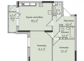 Продам 2-комнатную квартиру, 58.3 м2, Ижевск, ЖК Холмогоровский