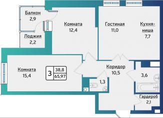 Продается трехкомнатная квартира, 66.4 м2, Ижевск, жилой комплекс Forest, 5