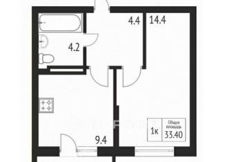 Продам 1-комнатную квартиру, 33.4 м2, Новороссийск, улица Куникова, 47, ЖК Клевер