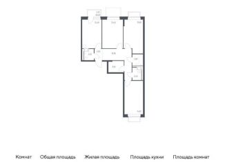 Продаю трехкомнатную квартиру, 78.4 м2, Московская область, жилой комплекс Томилино Парк, к6.1