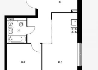 Продам 1-комнатную квартиру, 47.8 м2, Тюмень, Полевая улица, 117к4, ЖК Озёрный Парк