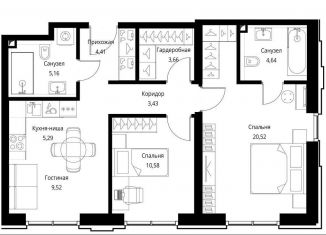 Продажа 2-ком. квартиры, 67.2 м2, Москва, ЖК Селигер Сити