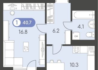 1-ком. квартира на продажу, 40.7 м2, Ижевск, Индустриальный район