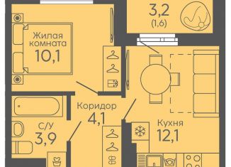 Продам 1-ком. квартиру, 31.8 м2, Екатеринбург, жилой комплекс Новокольцовский, 6