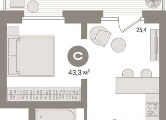 Продается квартира студия, 43.3 м2, Тюмень, ЖК Речной Порт