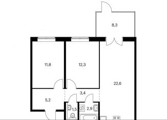 Продажа 2-комнатной квартиры, 62.3 м2, деревня Середнево, деревня Середнево, 3