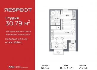 Продается квартира студия, 30.8 м2, Санкт-Петербург, муниципальный округ Пискарёвка