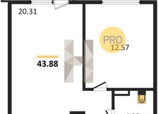 Продам 1-комнатную квартиру, 43.9 м2, Новосибирск, Калининский район