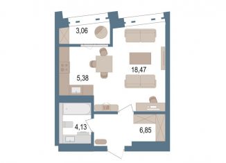 1-комнатная квартира на продажу, 36.5 м2, Уфа, улица Пархоменко, 156Е, ЖК Видинеевский