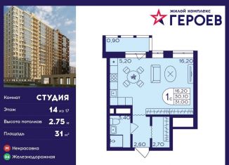 Квартира на продажу студия, 31 м2, Балашиха, микрорайон Центр-2, к408