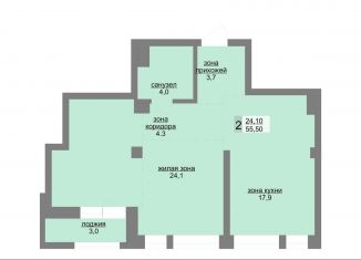 Продажа 2-ком. квартиры, 55.5 м2, Екатеринбург, метро Динамо