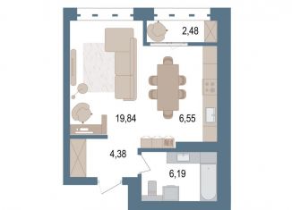 Продаю 1-ком. квартиру, 38.3 м2, Уфа, улица Пархоменко, 156Е