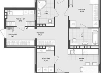 Продам 4-ком. квартиру, 118.2 м2, Новосибирск, метро Заельцовская, Кедровая улица, с45к1