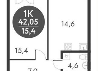 Продам 1-комнатную квартиру, 42.1 м2, Новосибирск, метро Золотая Нива