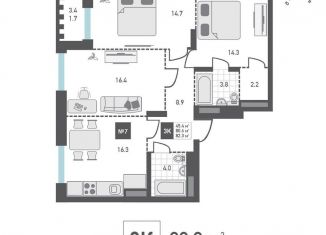 Продам 3-ком. квартиру, 82.3 м2, Москва