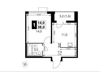 Продажа 1-комнатной квартиры, 38 м2, Наро-Фоминский городской округ, Киевское шоссе, с1