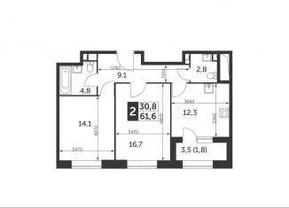 Продажа 2-ком. квартиры, 61.6 м2, Москва, район Ростокино