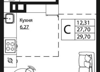 Продается квартира студия, 29.3 м2, Ростов-на-Дону, улица Текучёва, 370/3