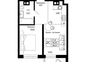 Продажа 2-комнатной квартиры, 38.5 м2, Ростов-на-Дону, улица Текучёва, 370/3