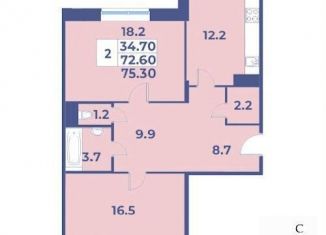 Продается двухкомнатная квартира, 75.3 м2, деревня Рогозинино, деревня Рогозинино, 5