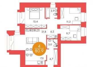 4-ком. квартира на продажу, 80.9 м2, Красноярский край