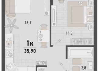 Продажа однокомнатной квартиры, 35.9 м2, Новороссийск