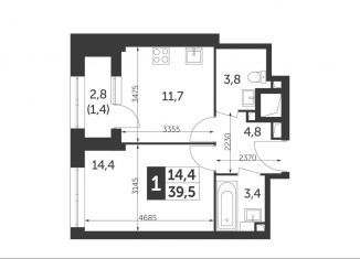 Продажа однокомнатной квартиры, 39.5 м2, Москва, ЖК Режиссёр