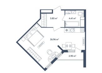 Продаю квартиру студию, 38.6 м2, поселок Мещерино