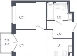 Однокомнатная квартира на продажу, 32.7 м2, посёлок Мирный, улица Академика Северина, 14, ЖК Томилино Парк