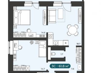 Продается квартира студия, 61.8 м2, Новосибирск, Приморская улица, 15с1