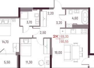 Продается 2-комнатная квартира, 66.6 м2, Свердловская область