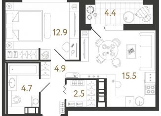 Продажа 1-комнатной квартиры, 40.5 м2, Санкт-Петербург, метро Обводный канал