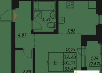 Продается квартира студия, 33.5 м2, Татарстан