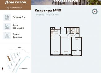 Продам трехкомнатную квартиру, 59 м2, Химки, ЖК Миниполис Рафинад, улица Генерала Дьяконова, 9