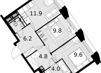 Продается 2-комнатная квартира, 47.7 м2, посёлок Коммунарка