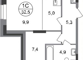 Продается квартира студия, 32.5 м2, Московский, ЖК Первый Московский