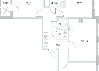 Продам 3-комнатную квартиру, 77.1 м2, посёлок Стрельна, ЖК Любоград