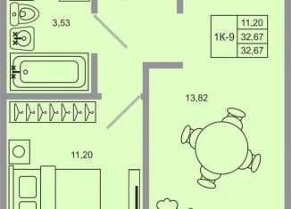 Продам 1-комнатную квартиру, 32.7 м2, Ленинградская область