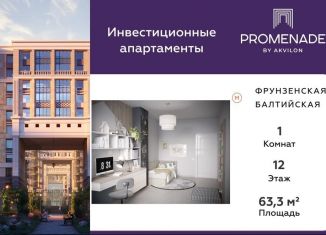 Продается 1-комнатная квартира, 63.3 м2, Санкт-Петербург, Парфёновская улица, 6к2, ЖК Променад