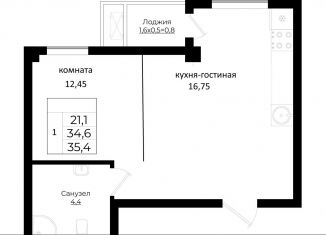 Продаю однокомнатную квартиру, 32 м2, Краснодар, Античная улица, 1