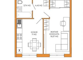 Продам 1-комнатную квартиру, 35.7 м2, Пенза, Побочинская улица, с9