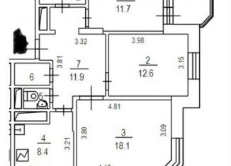 3-комнатная квартира на продажу, 70 м2, Москва, Ковров переулок, 1