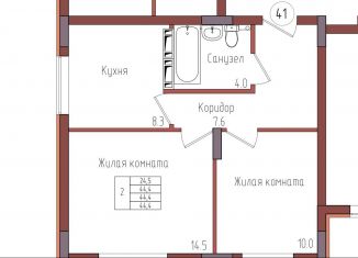 Продажа 2-комнатной квартиры, 44.4 м2, Калининградская область