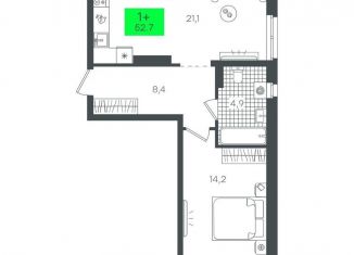 Продаю 1-ком. квартиру, 52.7 м2, Тюмень, Калининский округ