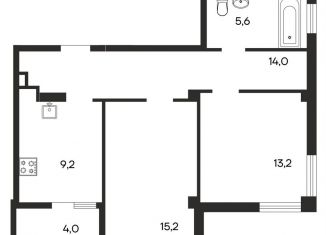 Продам 2-комнатную квартиру, 61.2 м2, Крым