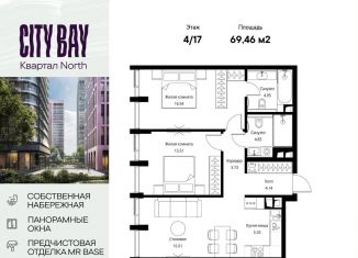 Продается двухкомнатная квартира, 69.5 м2, Москва, Волоколамское шоссе, 95/1к4