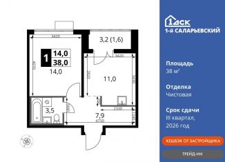 Продам 1-комнатную квартиру, 38 м2, Наро-Фоминский городской округ, Киевское шоссе, с1