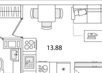 Квартира на продажу студия, 21.4 м2, Санкт-Петербург, улица Тамбасова, 5Н, муниципальный округ Сосновая Поляна